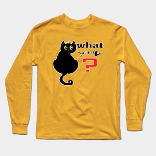 Meowtastic! Cat What? Black cat with his favorite things. Long Sleeve T-Shirt